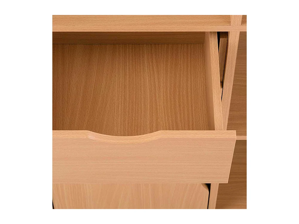 Büroschreibtisch in Buchefarben Seitenregalen