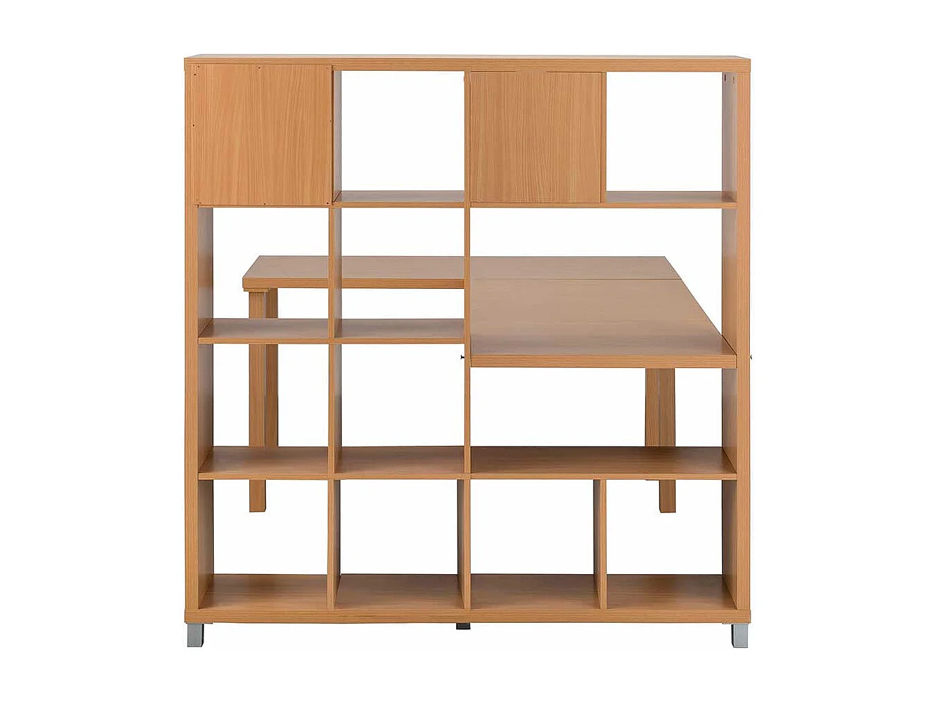 Büroschreibtisch in Buchefarben Seitenregalen