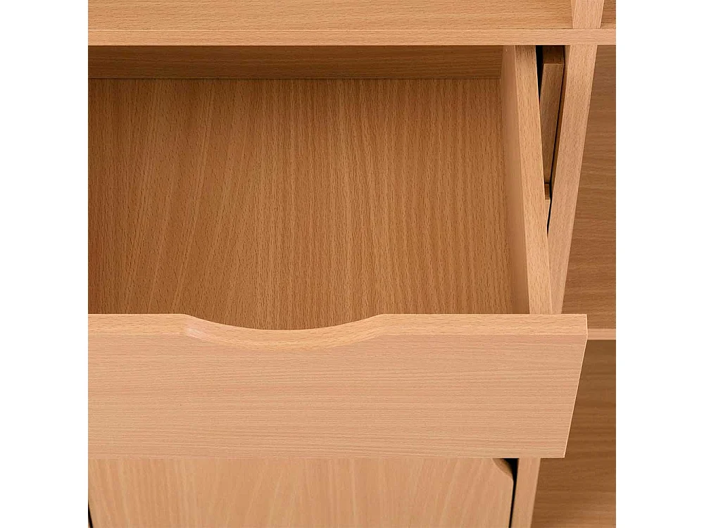 Büroschreibtisch in Buchefarben Seitenregalen