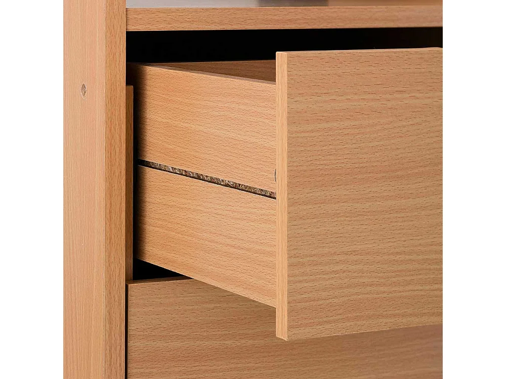 Büroschreibtisch in Buchefarben Seitenregalen