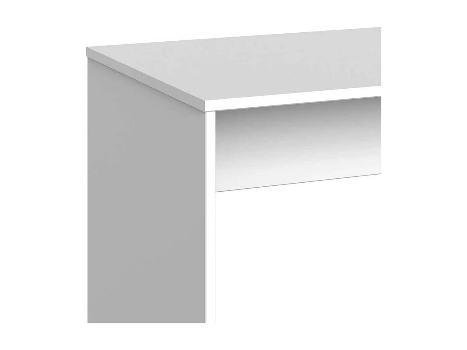 Weißer Schreibtisch mit Knieraumblende Wangen Gestell