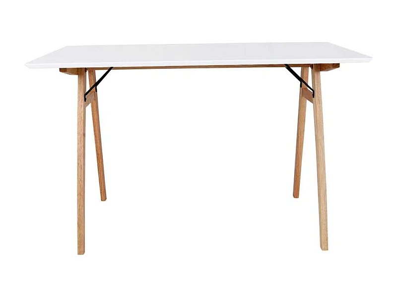 Designschreibtisch in Weiß und Holz Naturfarben Skandi Style