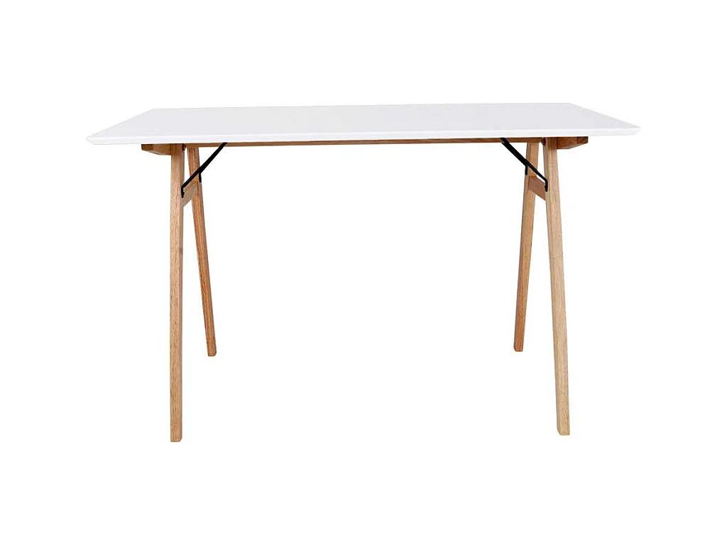 Designschreibtisch in Weiß und Holz Naturfarben Skandi Style