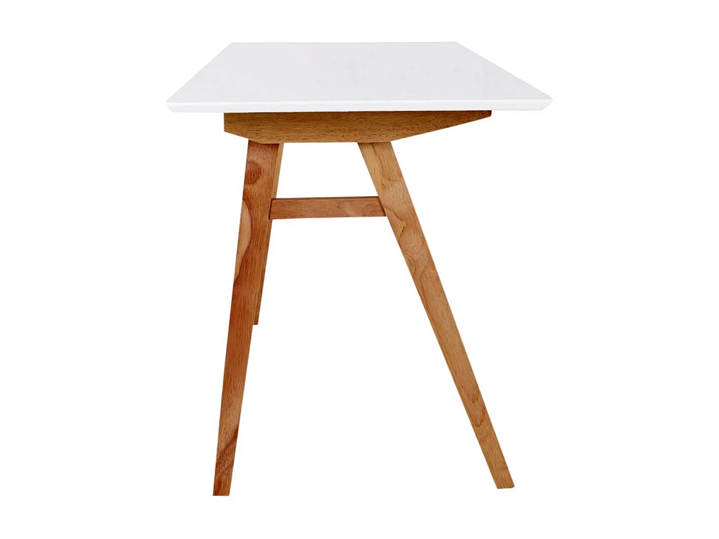 Designschreibtisch in Weiß und Holz Naturfarben Skandi Style