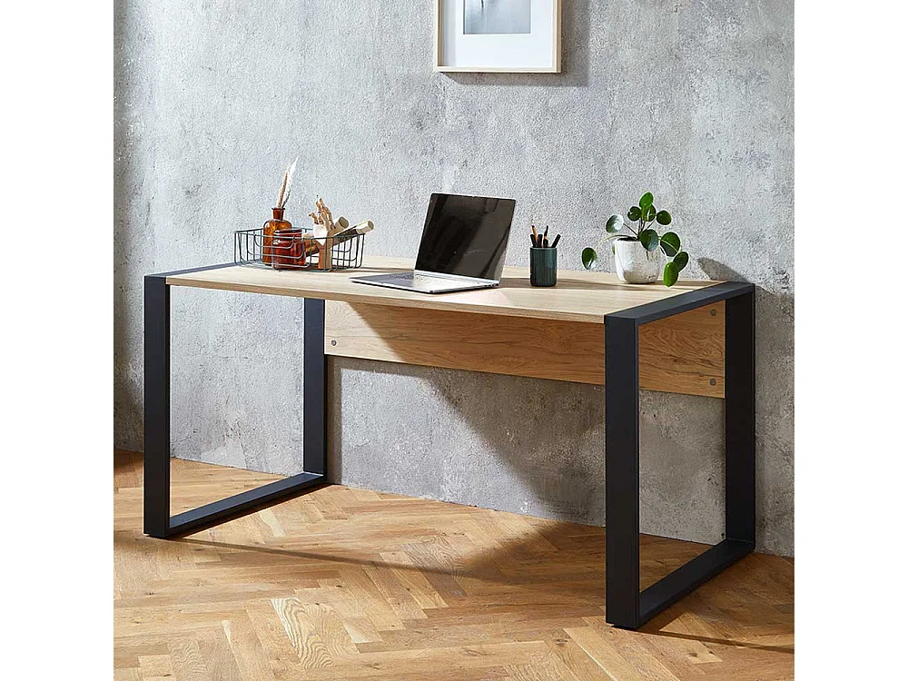 B�roschreibtisch in Hickory Holzoptik & Anthrazit Staufach