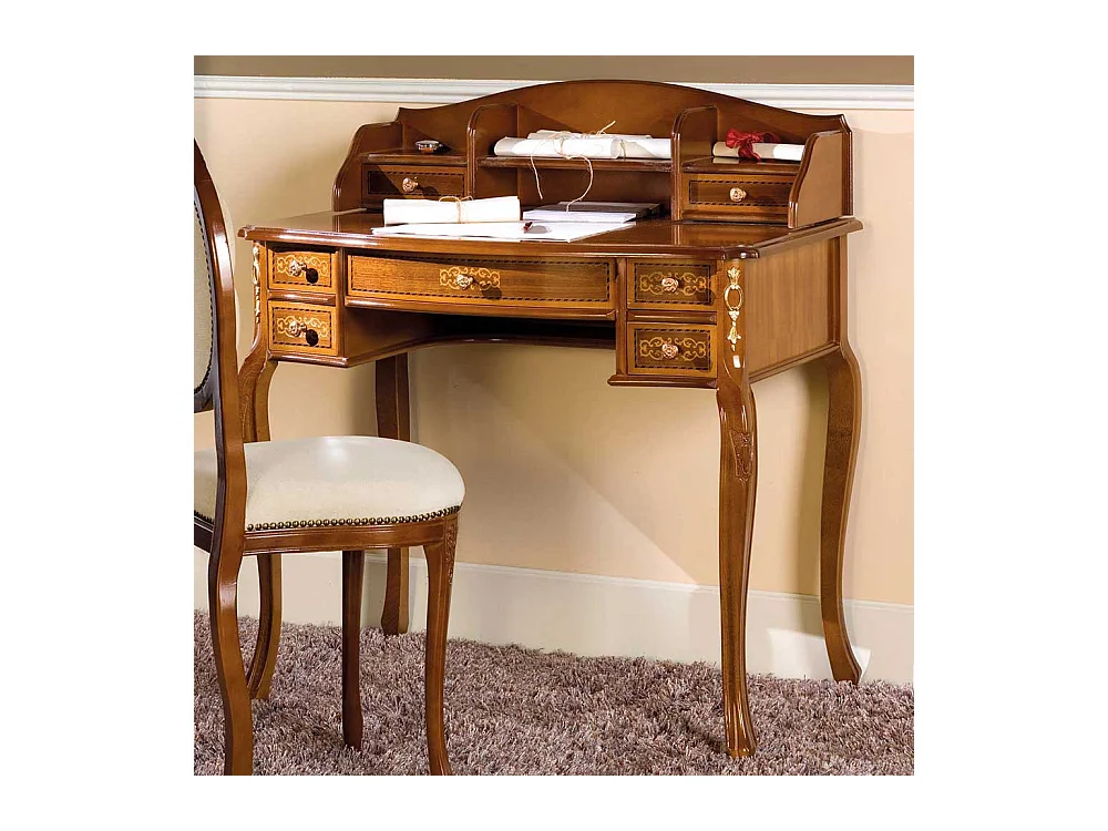 Design Schreibtisch mit Aufsatz Barock Design