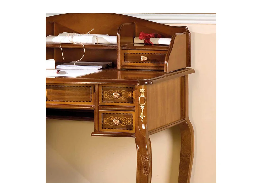 Design Schreibtisch mit Aufsatz Barock Design