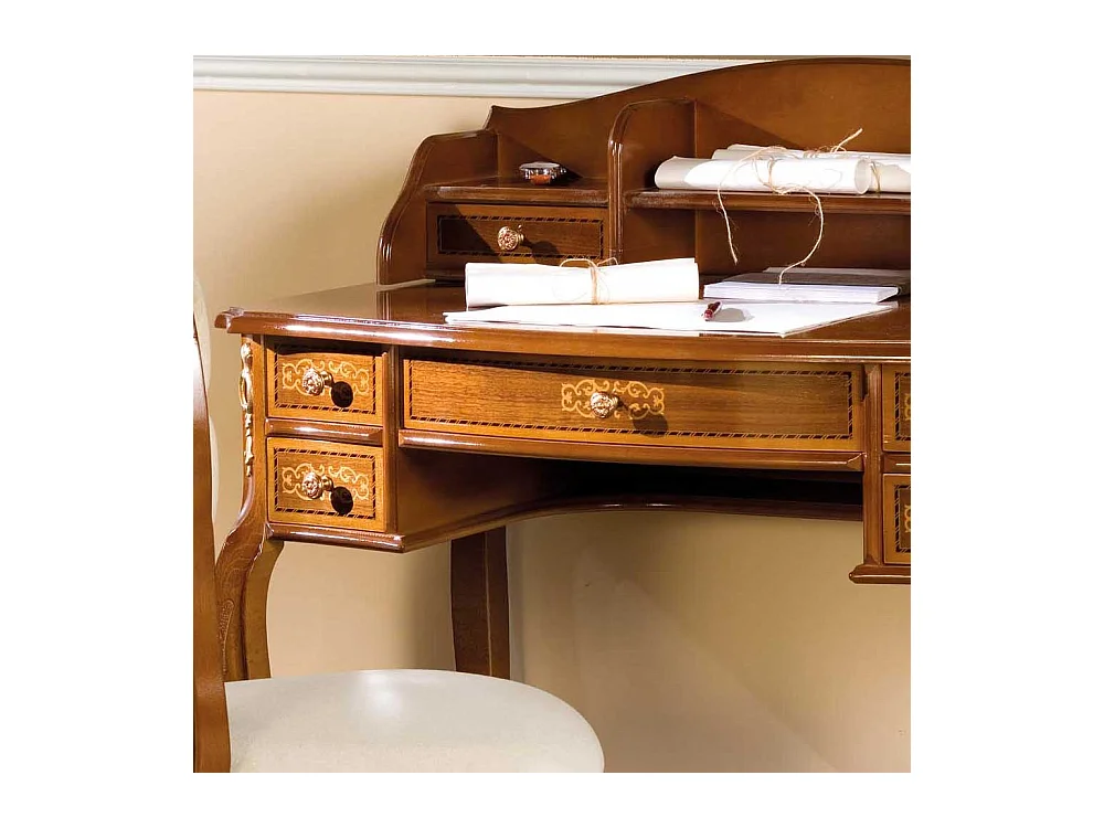 Design Schreibtisch mit Aufsatz Barock Design