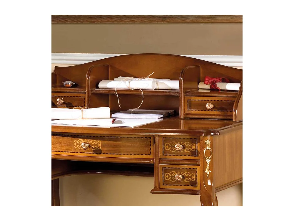 Design Schreibtisch mit Aufsatz Barock Design