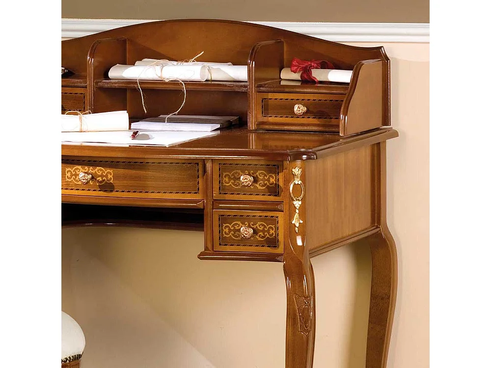 Design Schreibtisch mit Aufsatz Barock Design