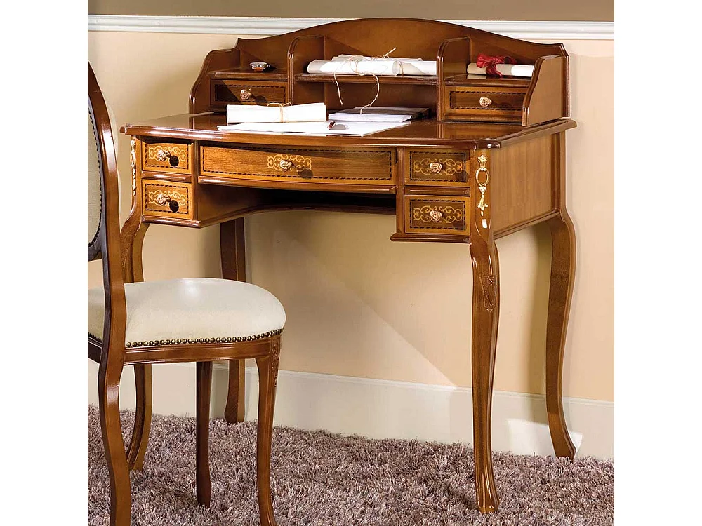 Design Schreibtisch mit Aufsatz Barock Design