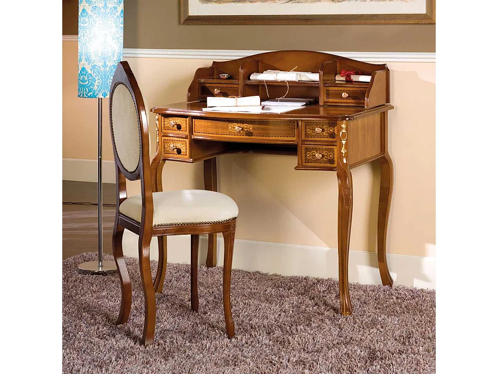 Design Schreibtisch mit Aufsatz Barock Design