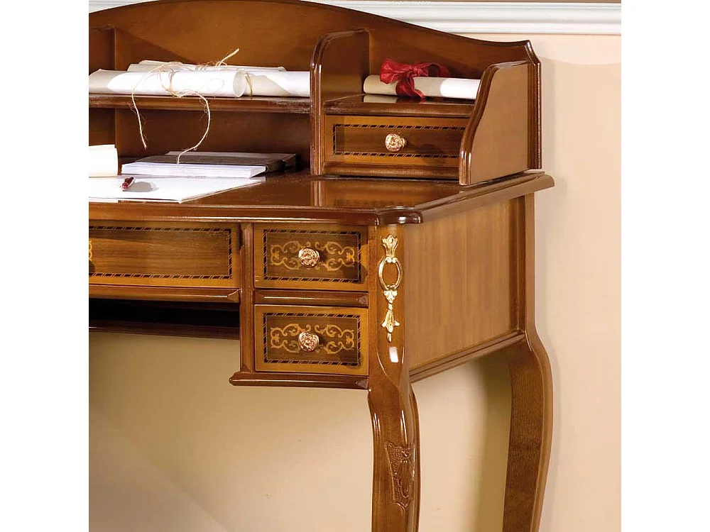 Design Schreibtisch mit Aufsatz Barock Design