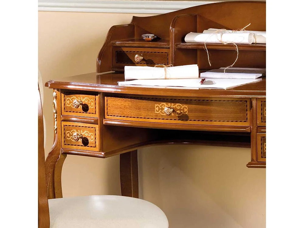 Design Schreibtisch mit Aufsatz Barock Design