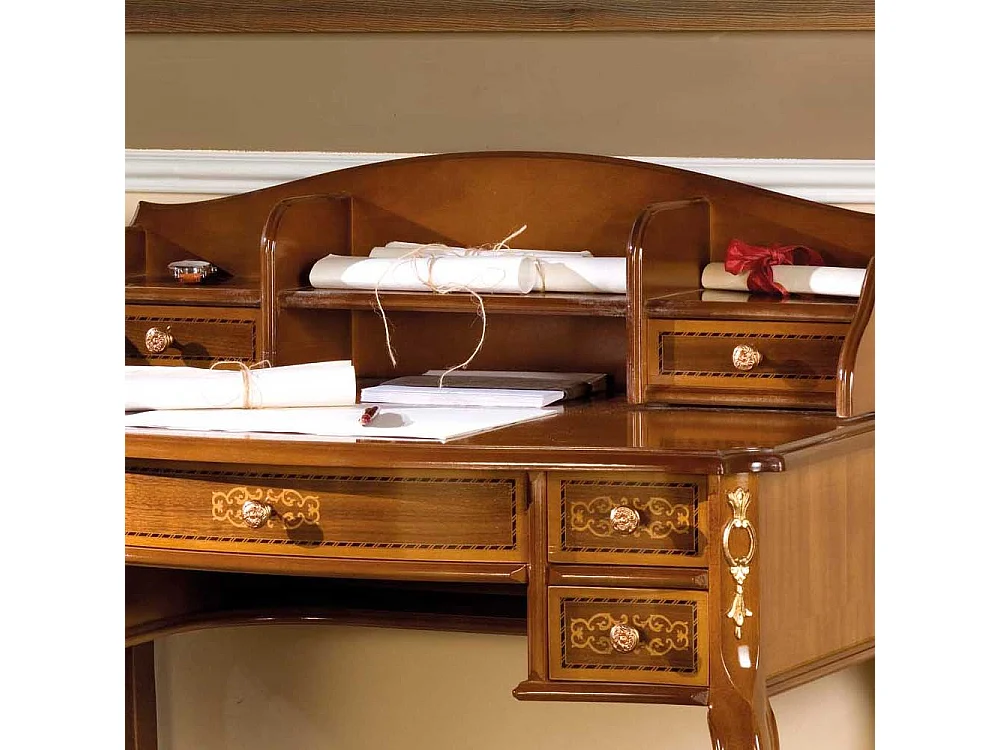 Design Schreibtisch mit Aufsatz Barock Design