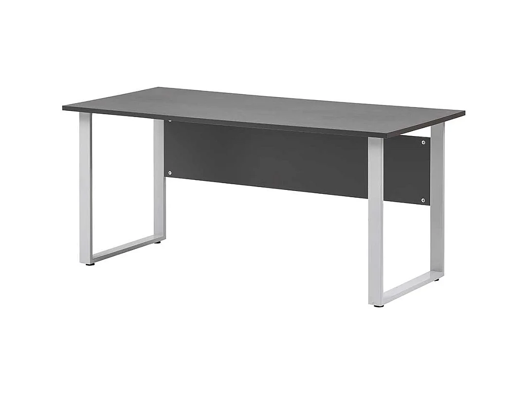 Büroschreibtisch mit Metall Bügelgestell Knieraumblende