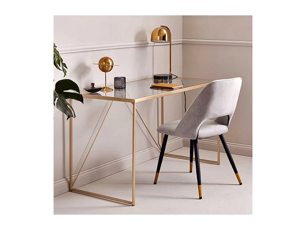 Designschreibtisch Schreibtisch mit Glasplatte und Bügelgestell