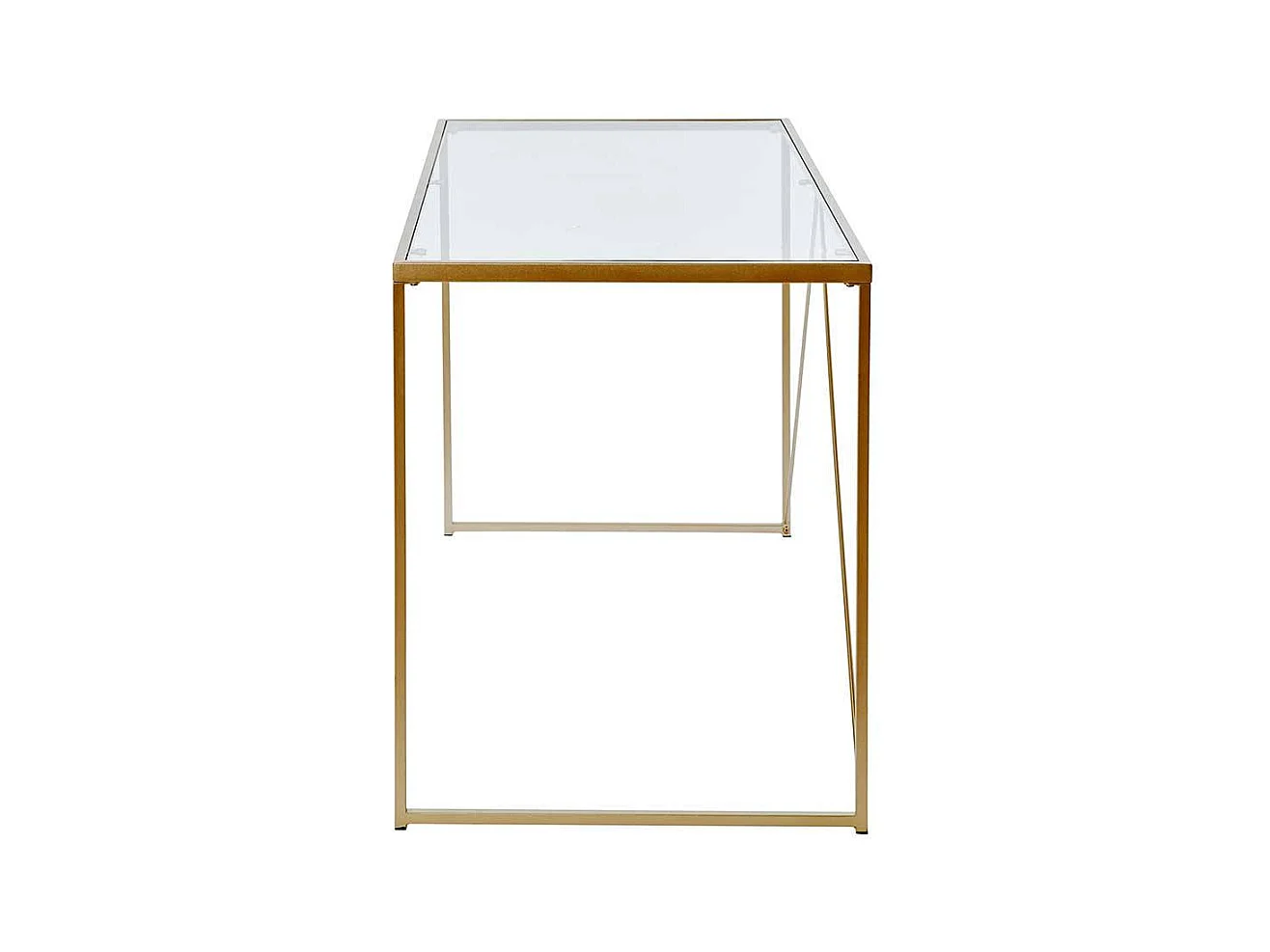 Designschreibtisch Schreibtisch mit Glasplatte und Bügelgestell