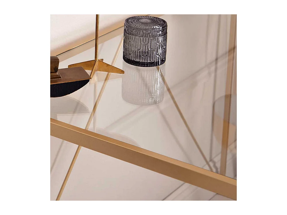 Designschreibtisch Schreibtisch mit Glasplatte und Bügelgestell