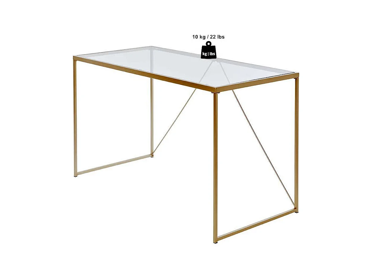 Designschreibtisch Schreibtisch mit Glasplatte und Bügelgestell