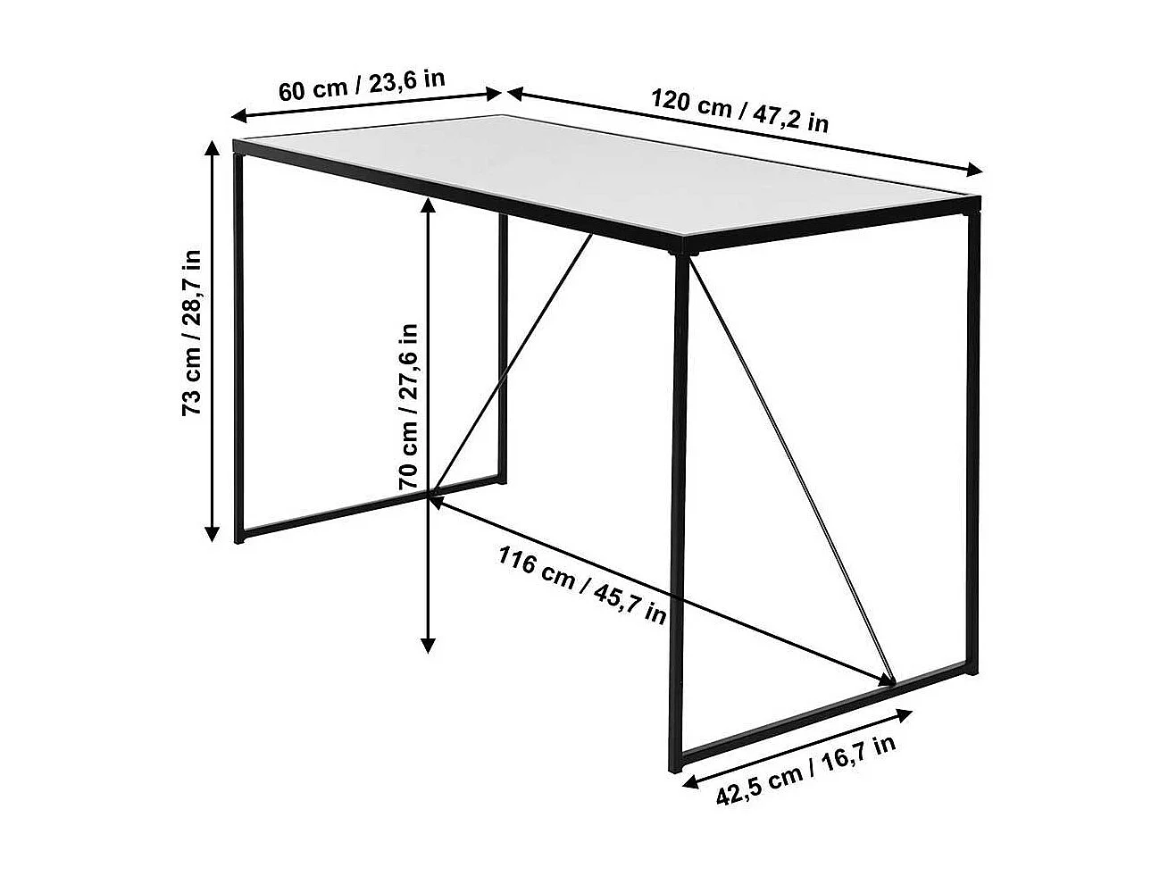 Designschreibtisch Schreibtisch mit Glasplatte und Bügelgestell