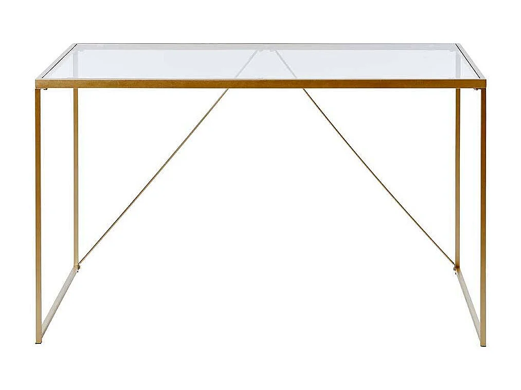 Designschreibtisch Schreibtisch mit Glasplatte und Bügelgestell