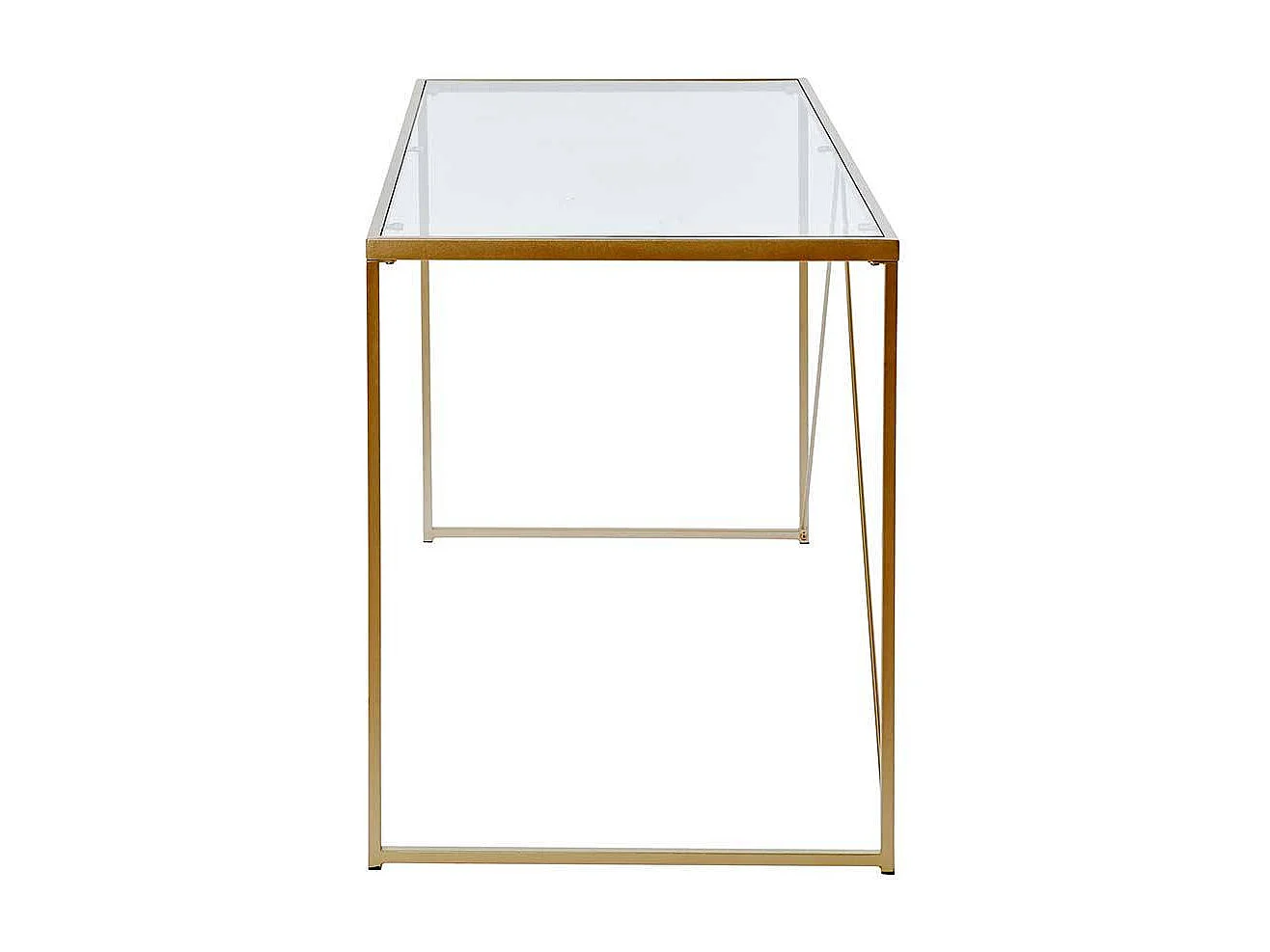 Designschreibtisch Schreibtisch mit Glasplatte und Bügelgestell