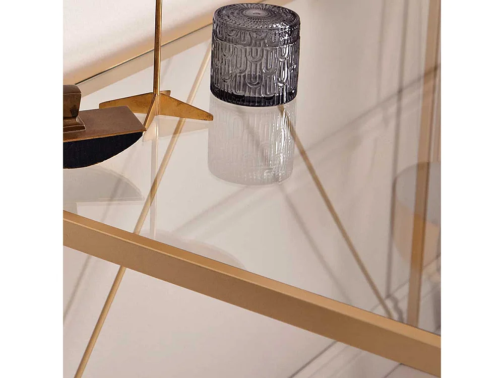 Designschreibtisch Schreibtisch mit Glasplatte und Bügelgestell