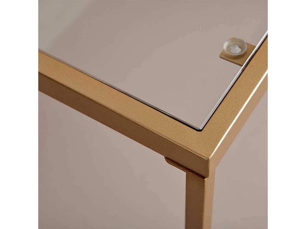 Designschreibtisch Schreibtisch mit Glasplatte und Bügelgestell