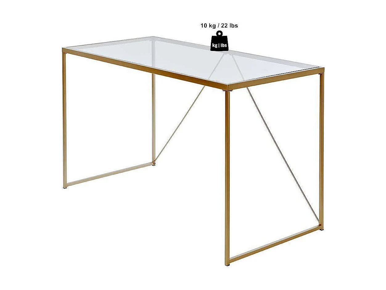 Designschreibtisch Schreibtisch mit Glasplatte und Bügelgestell