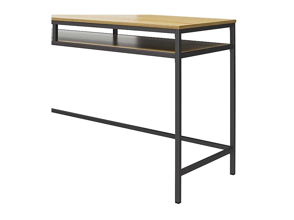 Metallgestell Bürotisch in Eichefarben und Dunkelgrau Staufach