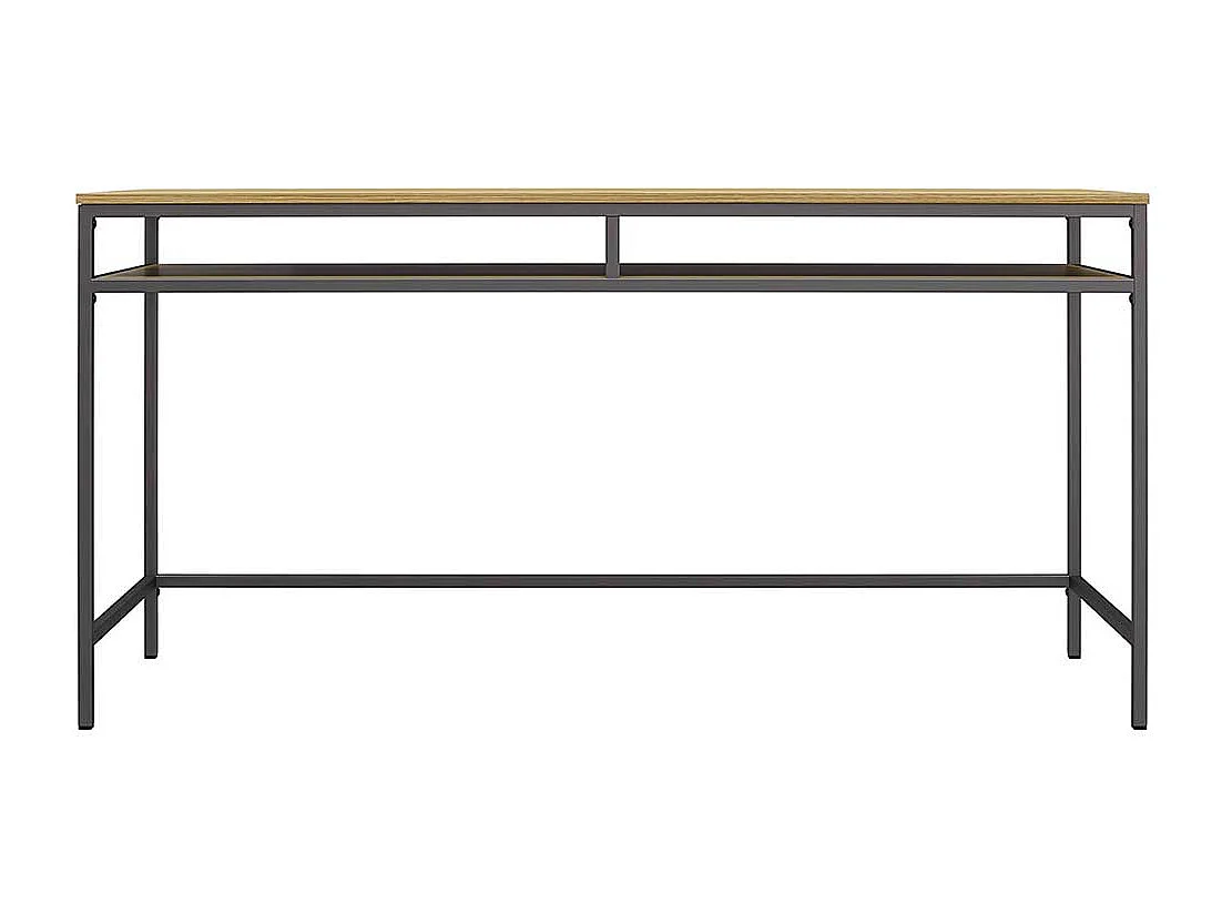 Metallgestell Bürotisch in Eichefarben und Dunkelgrau Staufach