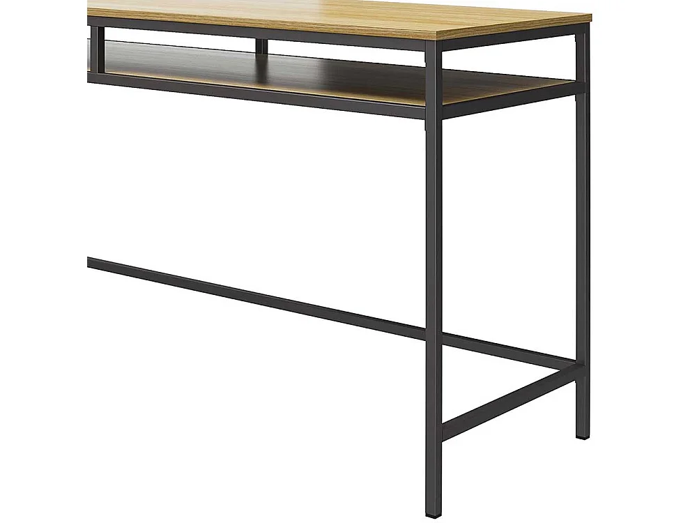 Metallgestell Bürotisch in Eichefarben und Dunkelgrau Staufach