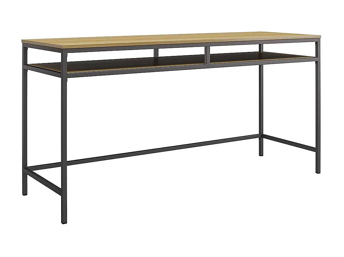 Metallgestell Bürotisch in Eichefarben und Dunkelgrau Staufach