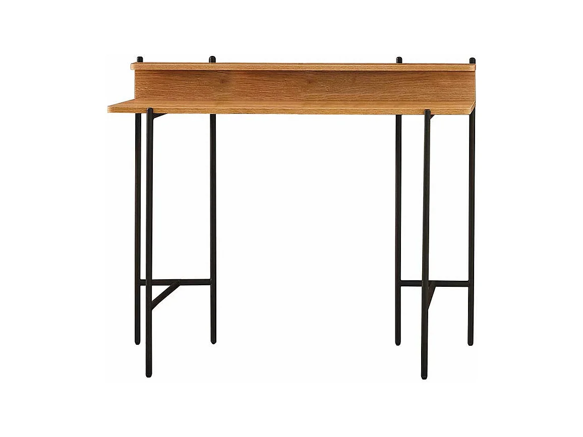 Designschreibtisch in Akaziefarben und Schwarz 120 cm breit