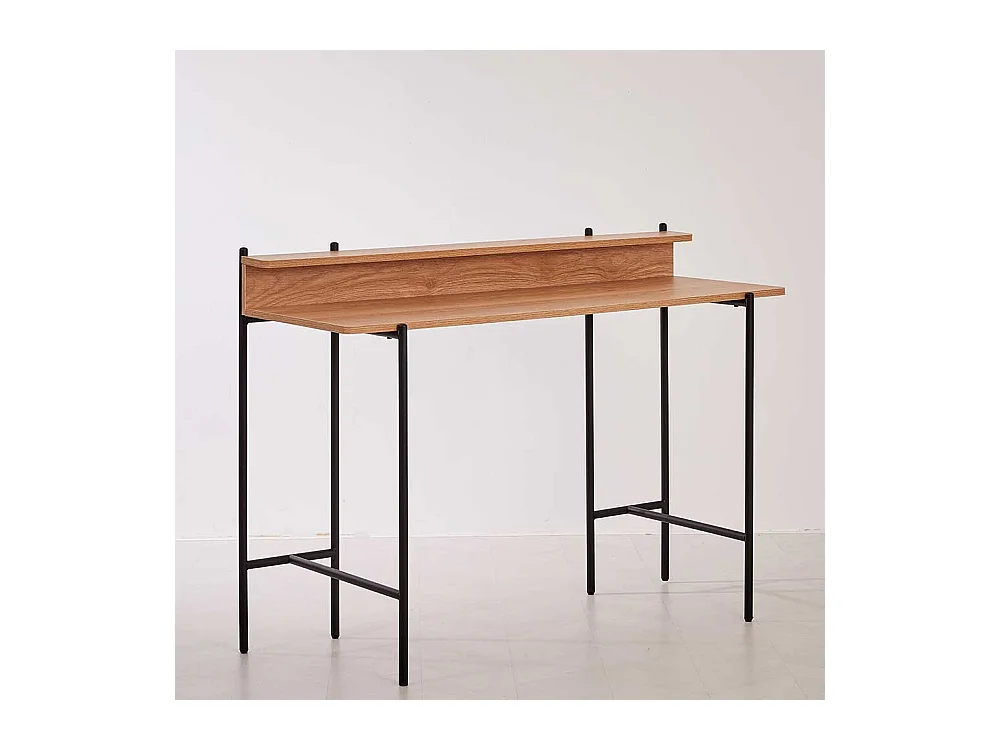 Designschreibtisch in Akaziefarben und Schwarz 120 cm breit