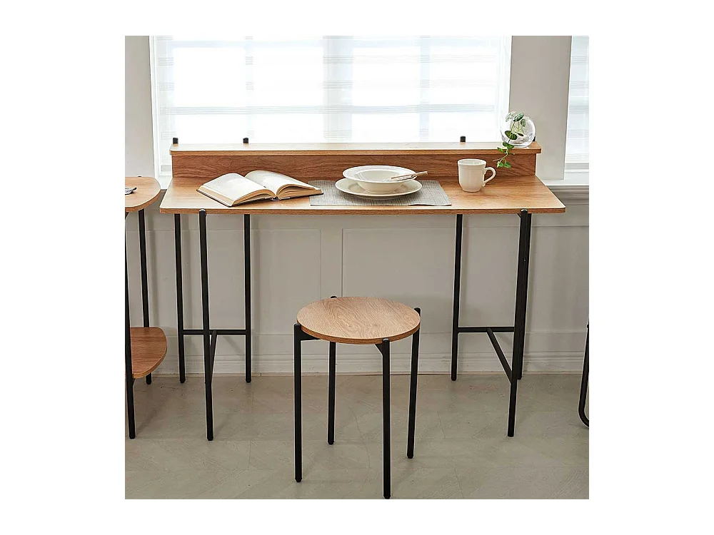 Designschreibtisch in Akaziefarben und Schwarz 120 cm breit