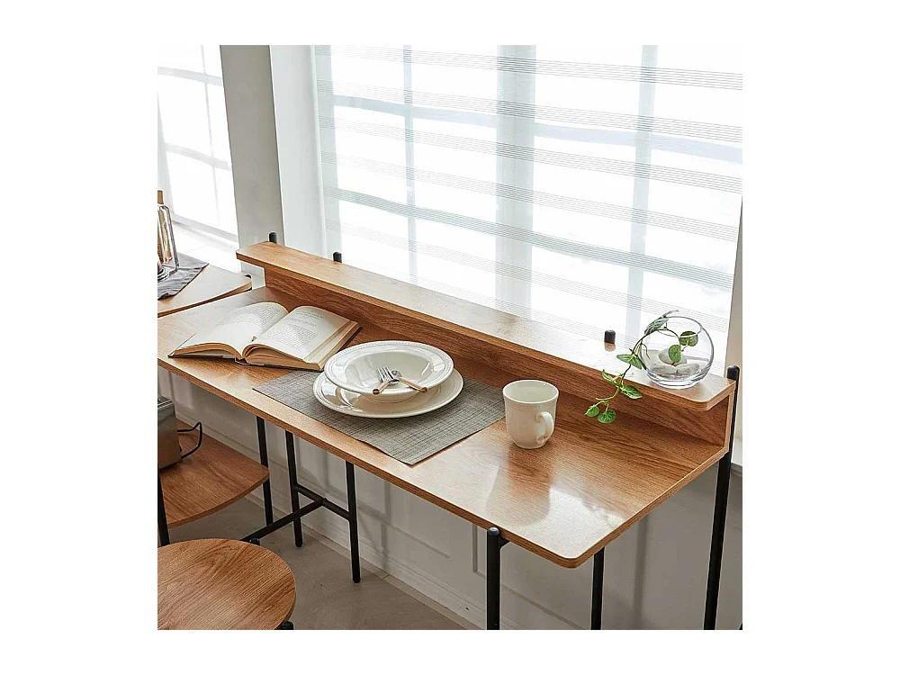 Designschreibtisch in Akaziefarben und Schwarz 120 cm breit