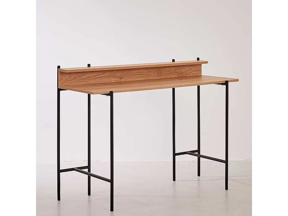 Designschreibtisch in Akaziefarben und Schwarz 120 cm breit