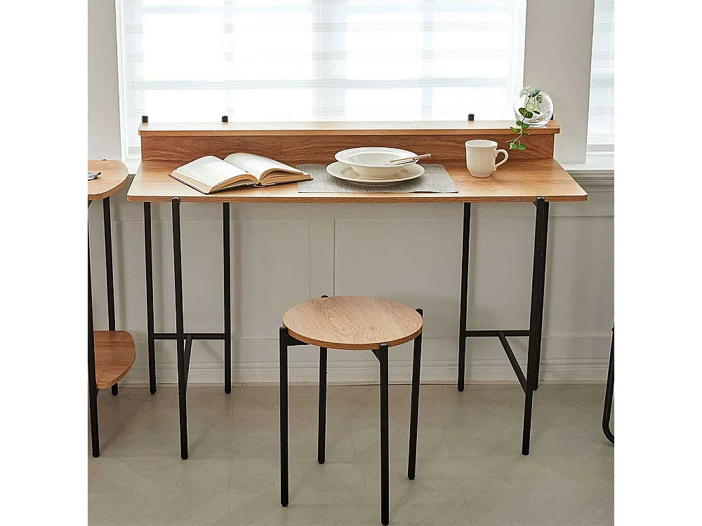 Designschreibtisch in Akaziefarben und Schwarz 120 cm breit