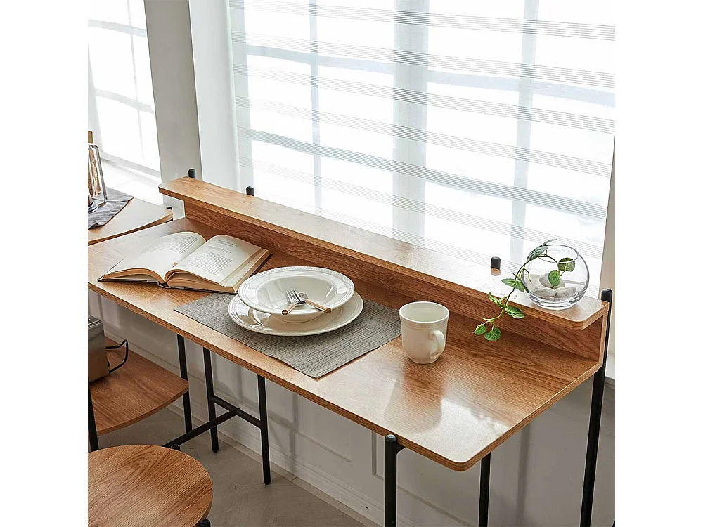 Designschreibtisch in Akaziefarben und Schwarz 120 cm breit