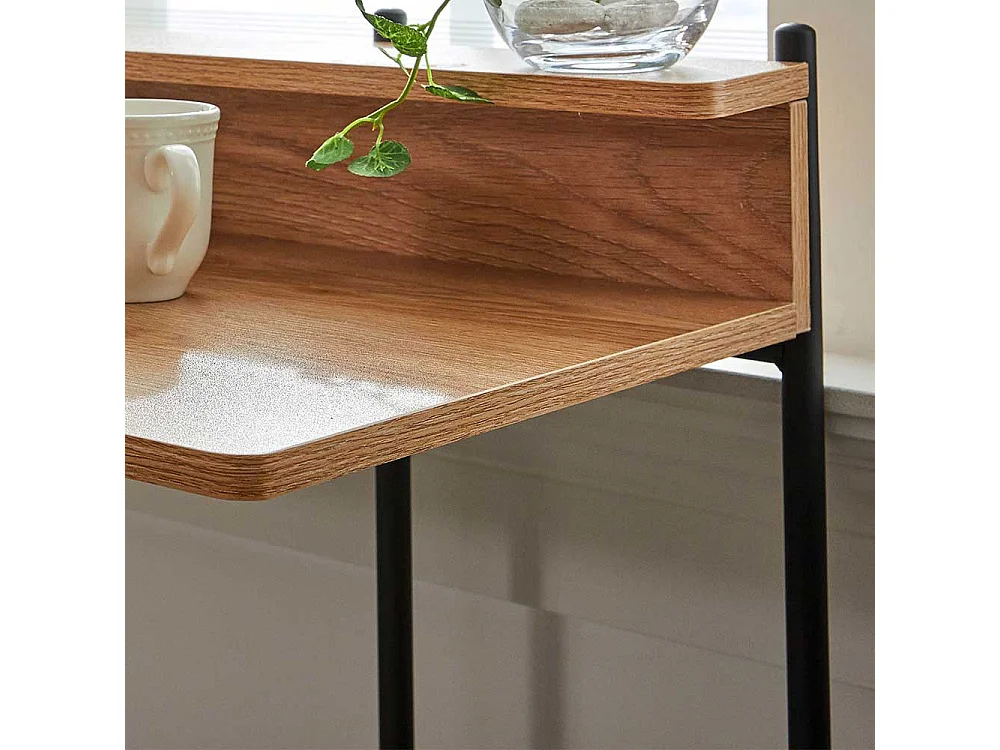 Designschreibtisch in Akaziefarben und Schwarz 120 cm breit