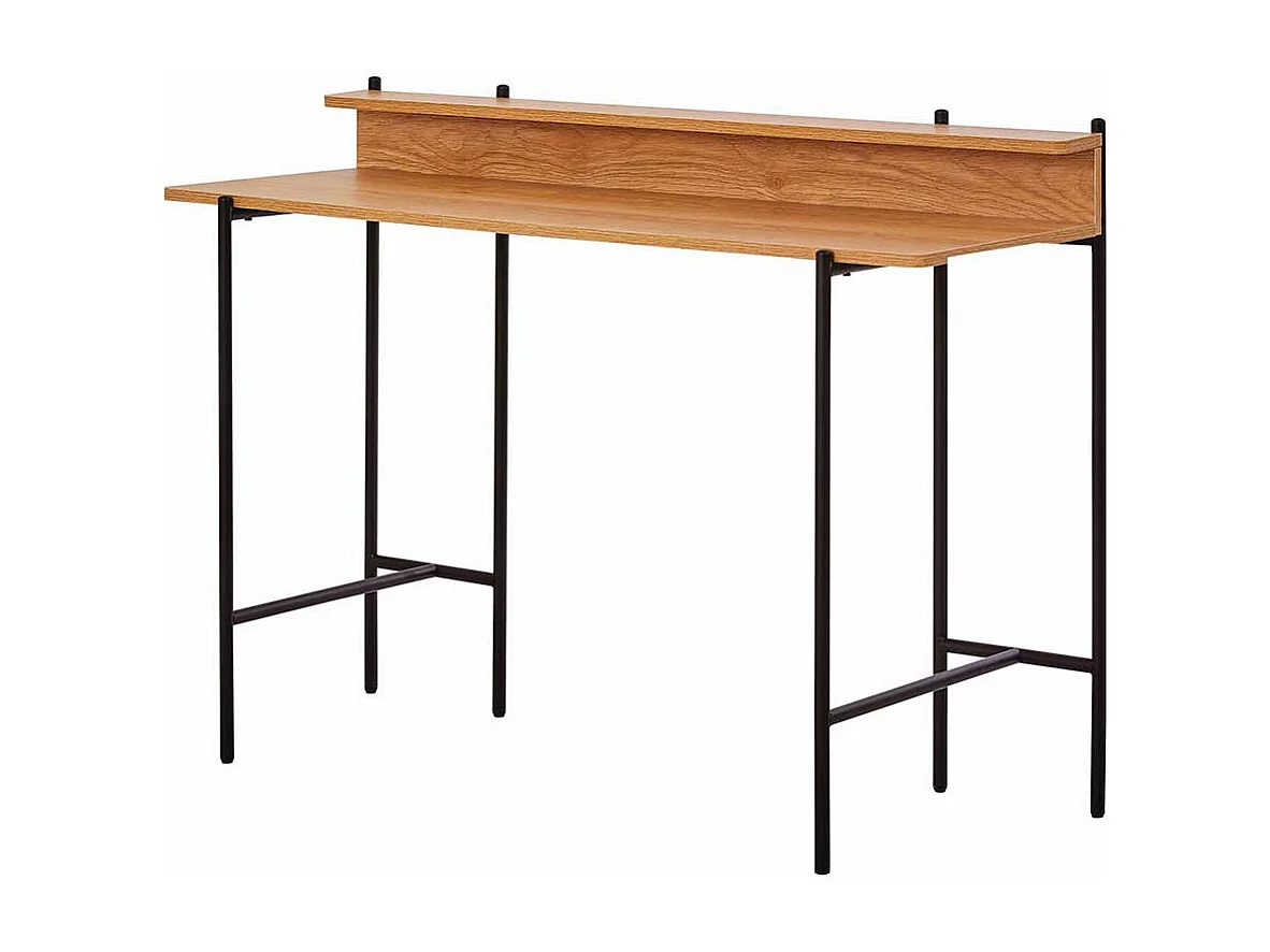 Designschreibtisch in Akaziefarben und Schwarz 120 cm breit