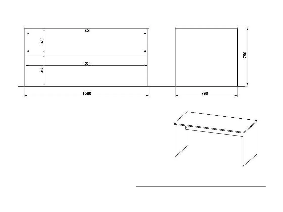 Home Office Schreibtisch mit Rollcontainer Knieraumblende (zweiteilig)