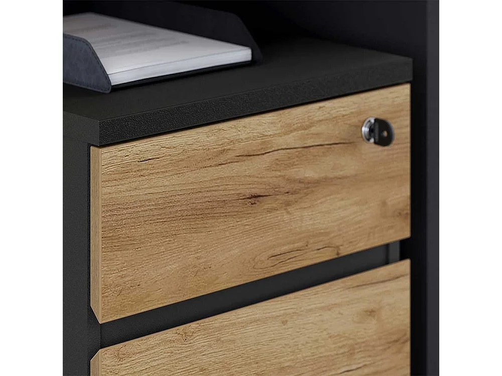 Home Office Schreibtisch mit Rollcontainer Knieraumblende (zweiteilig)