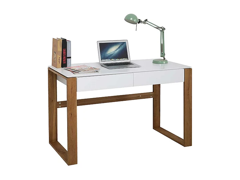 Jugendschreibtisch in Weiß und Eichefarben 120 cm breit