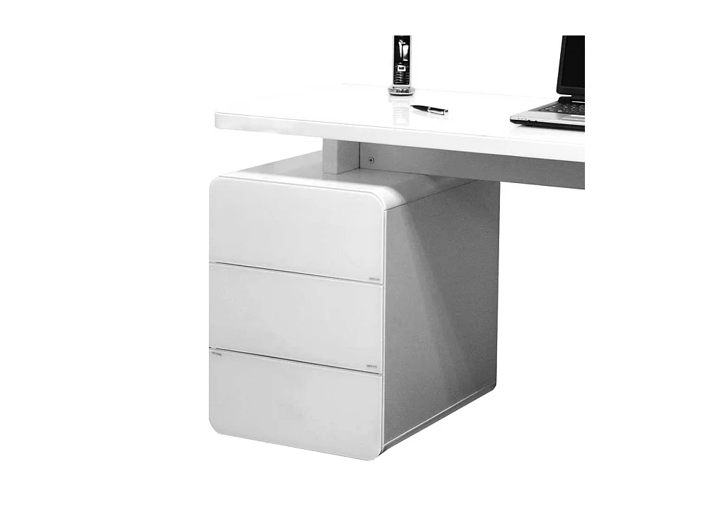 Schreibtisch mit Weiß Glas Stauraum