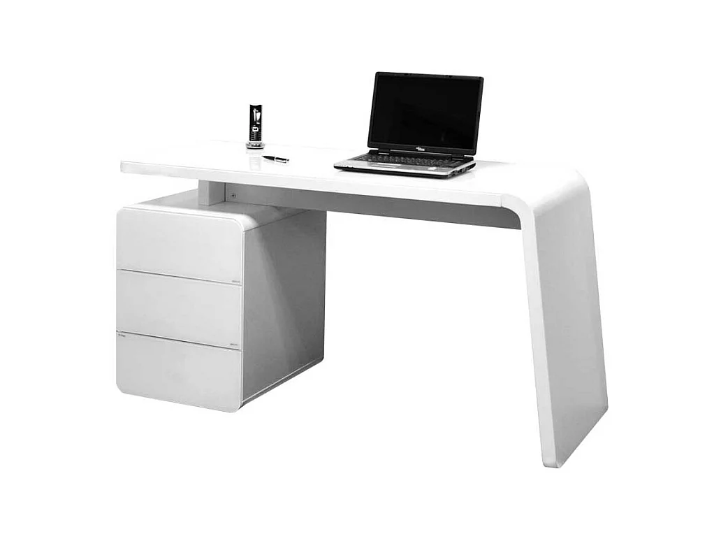 Schreibtisch mit Weiß Glas Stauraum