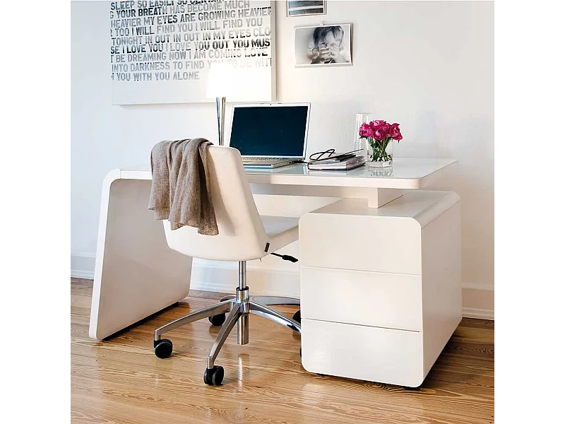 Schreibtisch mit Weiß Glas Stauraum