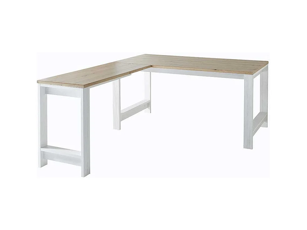Schreibtisch Winkelform in Weiß Eichefarben